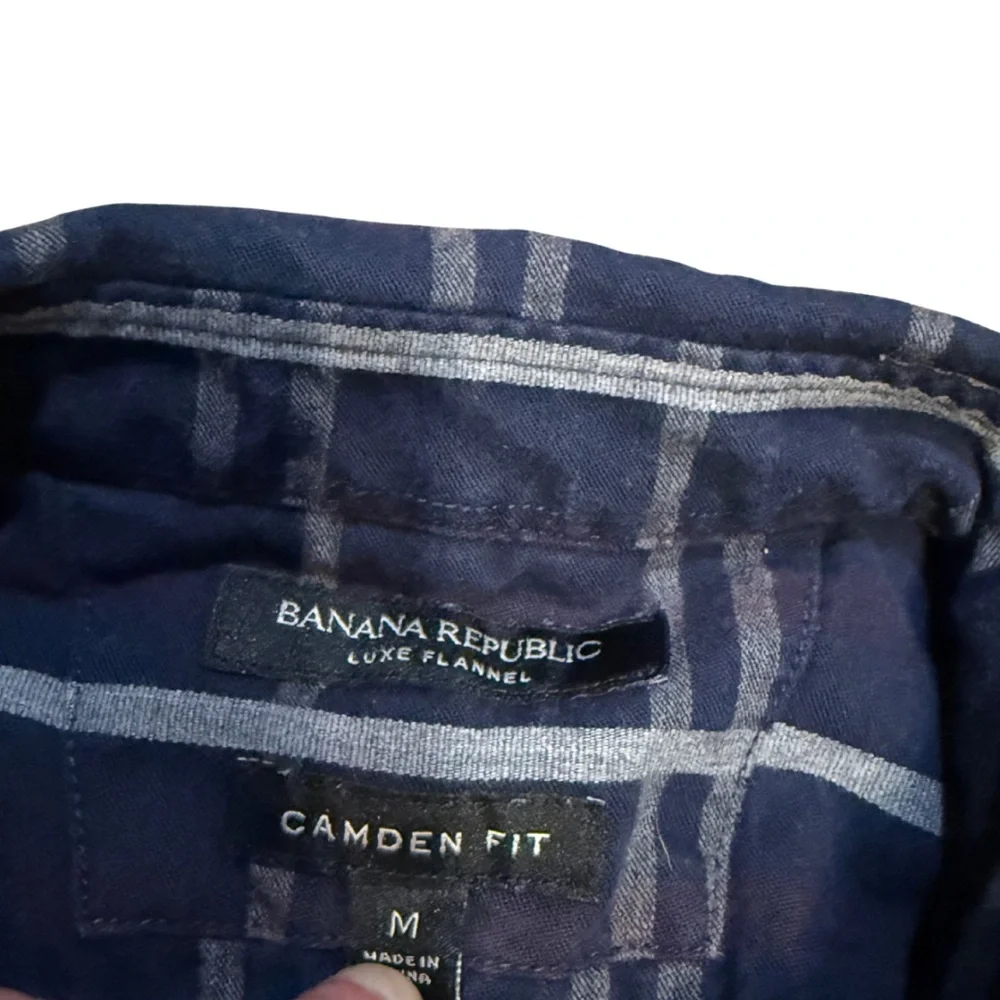 Banana Republic‎ Luxe Flannel Plaid Button Up Shirt Camden Fit Mens M